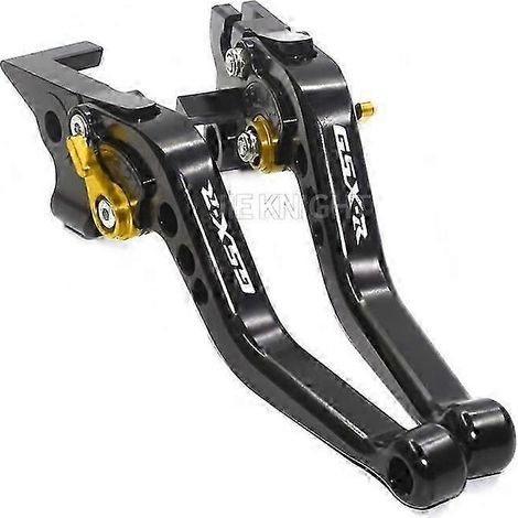 Convient aux motos GSX-R 600 et GSX-R 750 (2006-2017) : leviers de frein et d'embrayage courts, réglables, en aluminium noir et doré. (1/5)