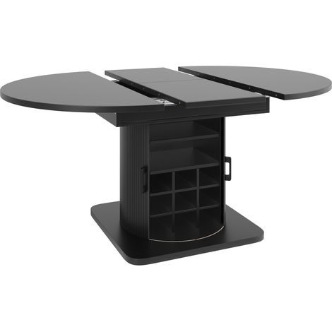 Table à manger extensible en MDF avec rangement et plateaux amovibles, noire, pour petits espaces (1/5)
