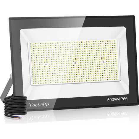 Projecteur LED Extérieur 500W, 50000LM 6000K IP66 pour Jardin Garage 720 Perles LED, Super Lumineux, Blanc Froid, Faisceau 120°,Support 180°,Corps Aluminium Dissipatif, Durée vie 50000h (1/5)