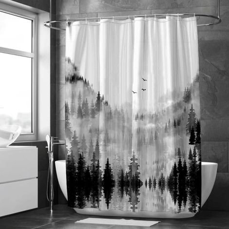 Rideau de douche forêt enchantée brumeuse – Style féerique et doux (1/5)