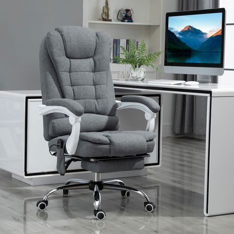 Silla de Oficina con 6 Puntos de Masaje Función de Calentamiento Reposapiés y Control Remoto 65x70x111-119 cm Gris (1/5)