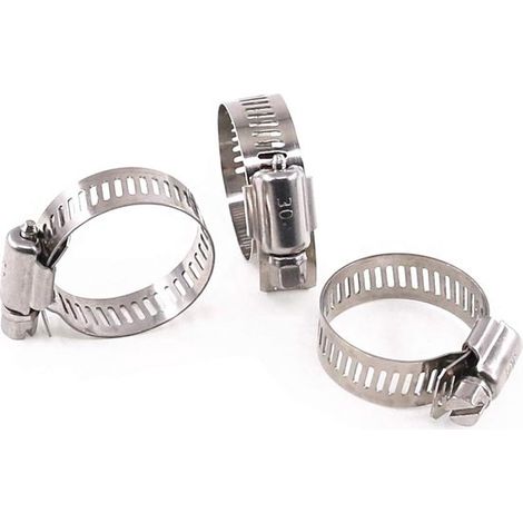 20-teiliges Schlauchschellen-Set Schlauchschellen 10 16 mm Schellen-Set für Gartenschläuche Abflussschläuche oder Duschschläuche Silber Edelstahl (1/3)