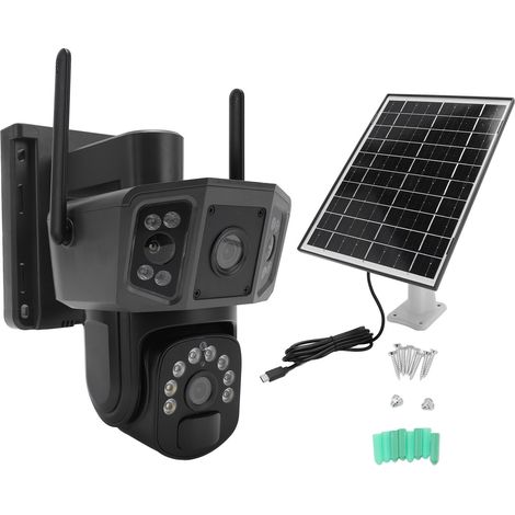 Ortviai Caméra de Sécurité 2 MP Panoramique à Double Objectif avec Suivi Automatique, Alimentation Solaire & Batterie 8000 mAh