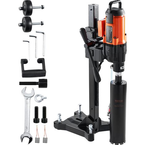 VEVOR Trapano a Colonna Elettrico Perforazione del Calcestruzzo Potenza Nominale 3200 W Diametro Max. 26 cm, Macchina Carotatrice Elettrica 750 giri/min Umido, Trapano per Carotaggio Diamantato 26 cm (1/5)