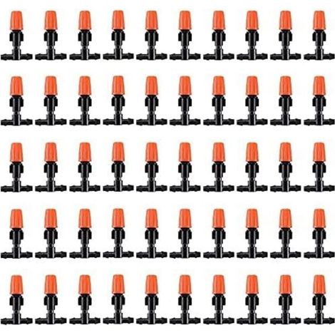 100pcs goutteurs d'irrigation à débit réglable Micro Spray, têtes de brumisateur d'irrigation goutte à goutte réglables pour jardin (1/4)