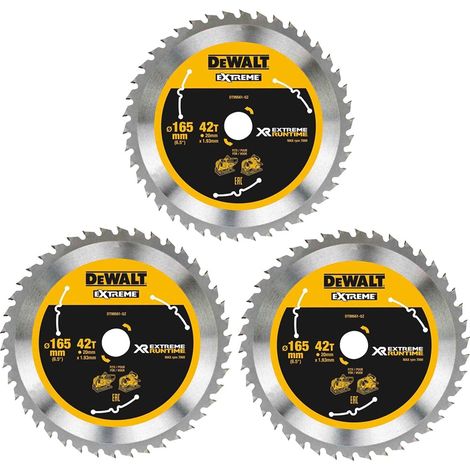 3 X Dewalt DT99561 165mm x 20mm 42T Extreme Runtime FlexVolt Plunge Saw Blades (1/5)