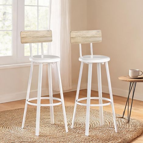 Tabouret de bar bois naturel et blanc 41,5 x 36,5 x 99,5 cm (1/5)