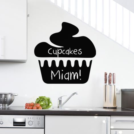 Sticker ardoise tableau noir - stickers muraux adhésif effaçable - DESIGN CUPCAKE - 30x30cm (1/3)