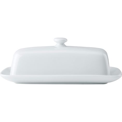 Mikasa Bol à beurre en porcelaine avec couvercle, 21cm, bol à beurre blanc pour le petit déjeuner et le dîner, grand bol à beurre, lavable au lave-vaisselle et dans une boîte ofGift Set (1/5)
