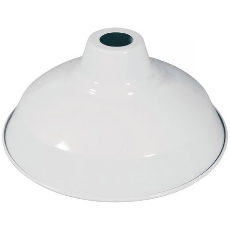 Abat-jour bistrot 30cm en métal émaillé blanc – Lampe suspension design industriel pour salon, bar et loft (1/2)