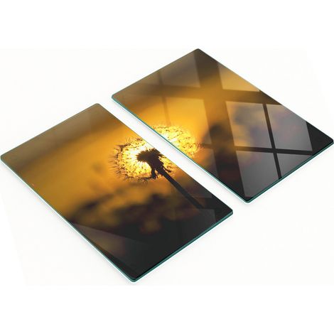 Juego de dos tablas de cocina decorativas de cristal con forma de diente de león, 2 x 30 x 52 cm. (1/5)