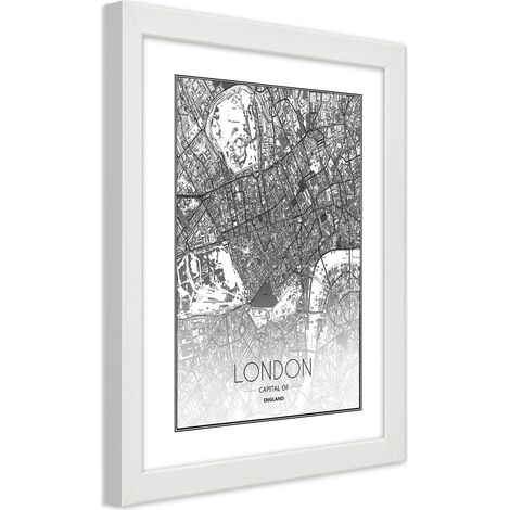 Quadro con cornice, Piano regolatore di Londra - 30x45 (1/5)