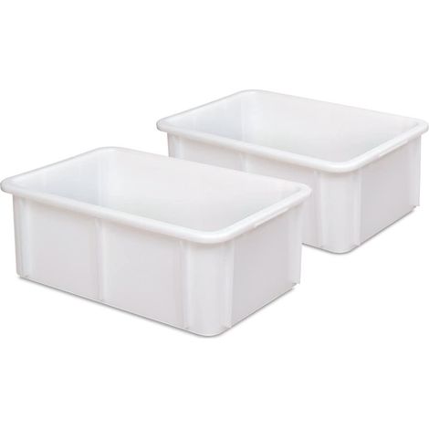 BRB Lot de 2 récipients pour charges lourdes, blanc, qualité alimentaire, L x l x H 600 x 400 x 215 mm, 40 litres