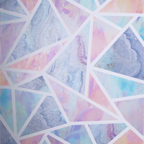 Pastel Geometric Wallpaper Arthouse Glitter Liquid Marble Effect Pink Lilac Teal (1/3)
