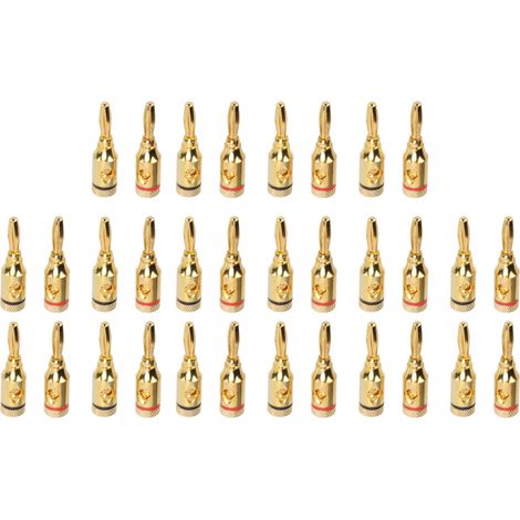 32 prises banane en or pour enceintes, fiche plaquée or en alliage d'aluminium, type à vis ouverte, universelle pour fils 12 à 18 AWG (1/5)