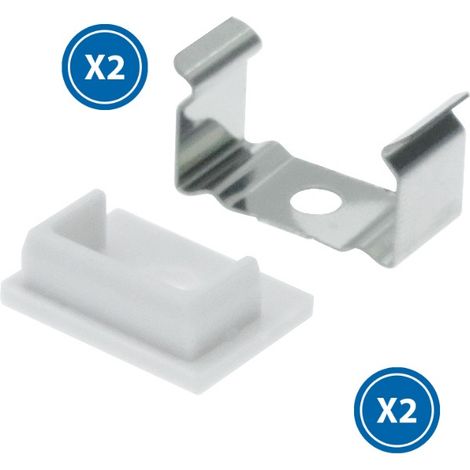 Pack 2 Tapones y 2 grapas para Perfil  Blanco   IluminaShop