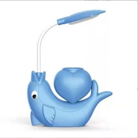 Lámpara de mesa LED con protección ocular de delfín, diseño de dibujos animados, lámpara de mesa recargable creativa (azul) (1/4)