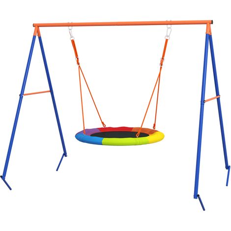 Balançoire nid 1-2 enfants métal renforcé multicolore 196x172x180cm (1/5)