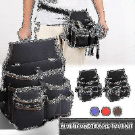 Sacoche de ceinture à outils haute capacité 9 en 1 en polyester de qualité supérieure, idéale pour les électriciens.-Toolkit (1/5)