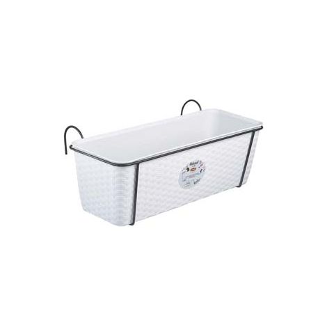 SET BALCONE NATURAL BIANCO C/RISER. ACQUA SUPP.METALLO ANTRACITE CM.50 cm. 50x18x16h. lt.9.2 STEFANPLAST