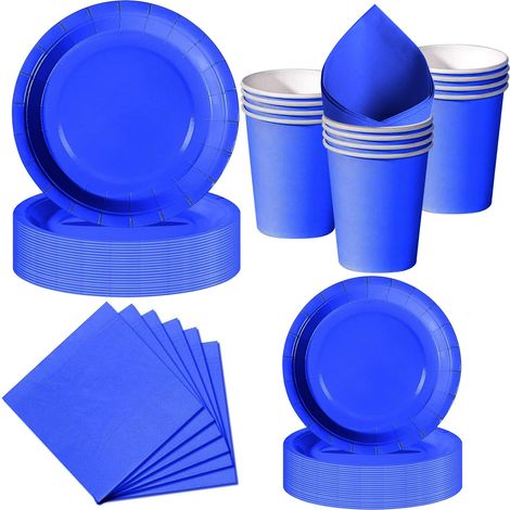 50 Pcs Bleu saphir Assiette Jetable Anniversaire -10 invités (1/5)