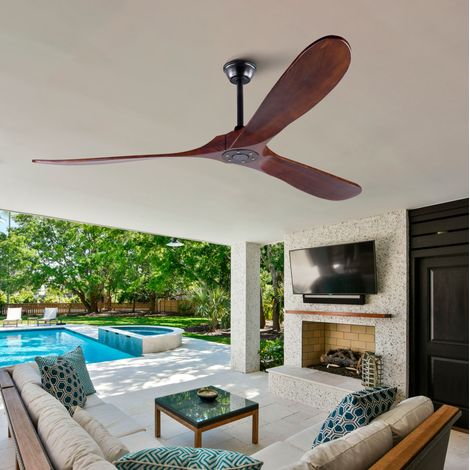 Ventilatore da soffitto 70" 177,8 cm senza luce, legno e metallo nero noce - CHICFURN (1/5)