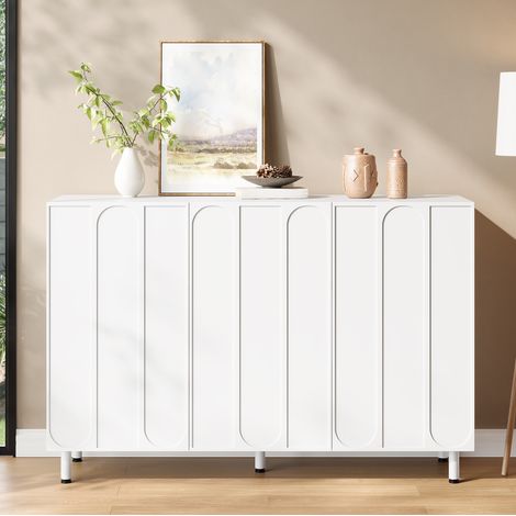 2-in-1 Schuhschrank und Sideboard mit 3 Türen, verstellbaren Böden, 120x37x80 cm, Weiß OKMYHOME (1/5)