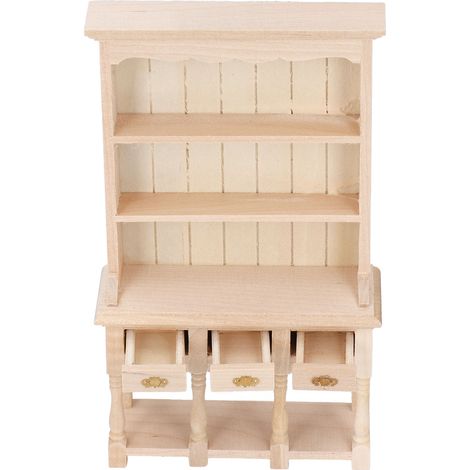 Puppenhaus-Bücherregal im Maßstab 1:12, 3 Schubladen, klassisches, schlichtes Design, Farben, DIY-Malvorlage, Miniatur-Bücherregal als Geschenk (1/5)