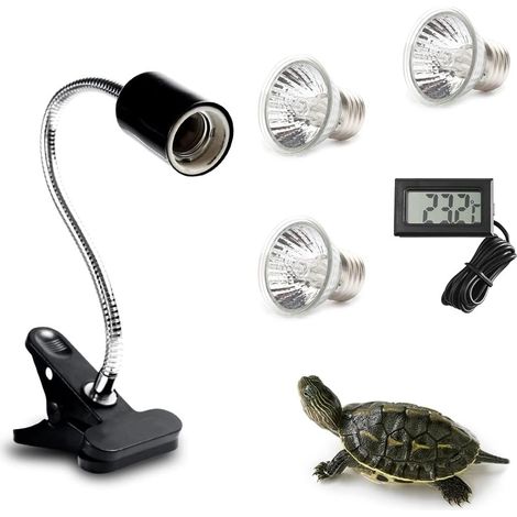 Lampe Chauffante Tortue Lampe tortue avec 3 Bulb Baking Lamp support réglable et Pince Pivotante, Lampe chauffante tortue pour aquarium Turtle (1/5)
