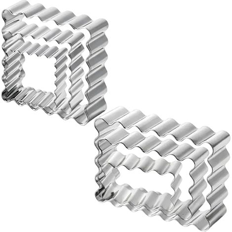 6 x Mini Biscuit Cutters, 6 Sizes of Corrugated Biscuit Cutters, Stainless Steel Rectangular Cookie Cutters, Biscuits, for Biscuits, Sugarpaste, Cakes (1/5)