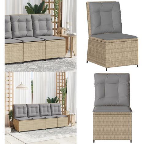 Canapé inclinable de jardin avec coussins beige résine tressée - Canapé extérieur - Canapé résine tressée (1/5)