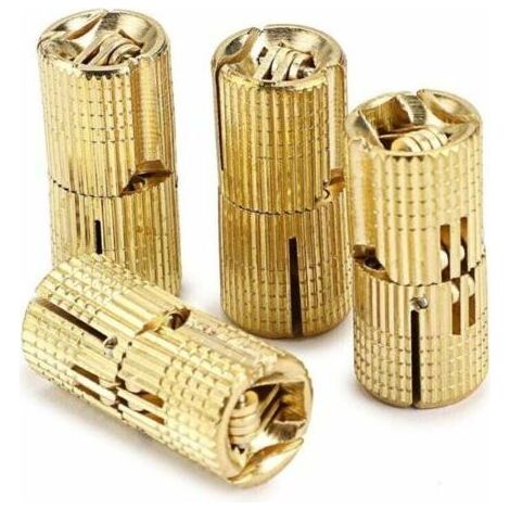 Lot de 4 charnières dissimulées en laiton de 16 mm, charnières dissimulées pour meubles, angle d'ouverture à 180 degrés (1/5)