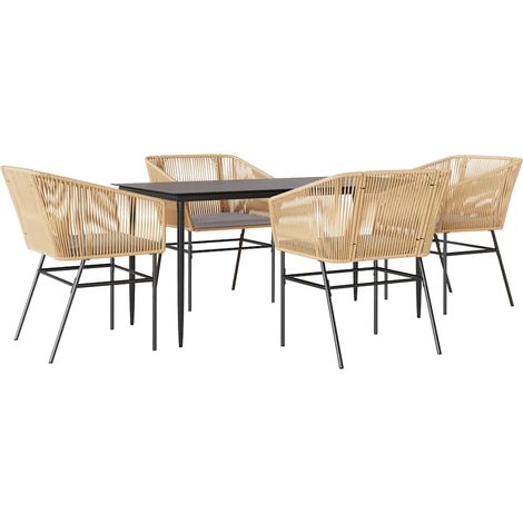 Maison Exclusive - Set da Pranzo da Giardino 5pz con Cuscini Polyrattan Vetro (1/5)