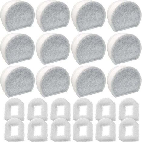 Packung mit 24 Schaumstoff-Vorfiltern und herausnehmbarem Aktivkohlefilter für PetSafe Drinkwell Trinkbrunnen INOX 360 Avalon Pagoda Seascape und Sedona, Filter für Katzen- und Hundetrinkbrunnen
