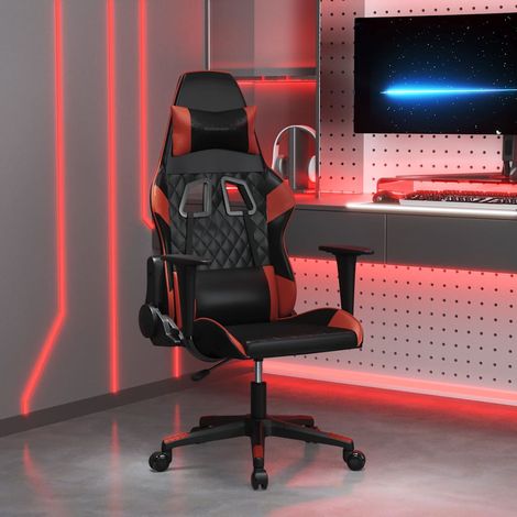 vidaXL Silla gaming cuero sintético negro y rojo vino tinto (1/5)