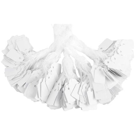 500 Preisetiketten aus Papier (weiß, 1,3 x 2,6 cm), gravierbare Blanko-Preisetiketten mit Band, geeignet für die Verpackung von Hochzeitsgeschenken, Kleidung und Schmuck (1/5)