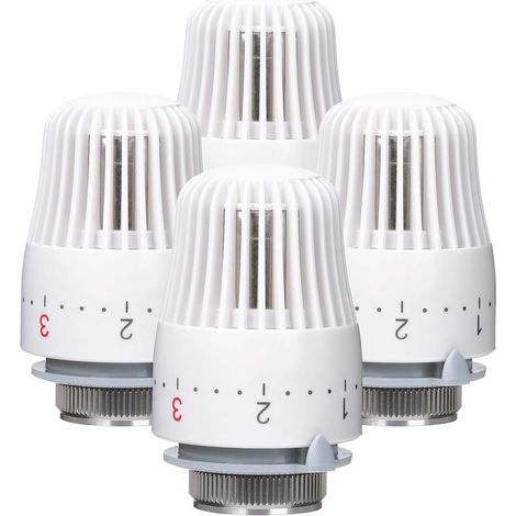Lot de 4 thermostats de chauffage M30 x 1,5 - Tête thermostatique de radiateur - Tête de robinet de radiateur standard - Tête de rechange pour le bureau et la maison (1/5)