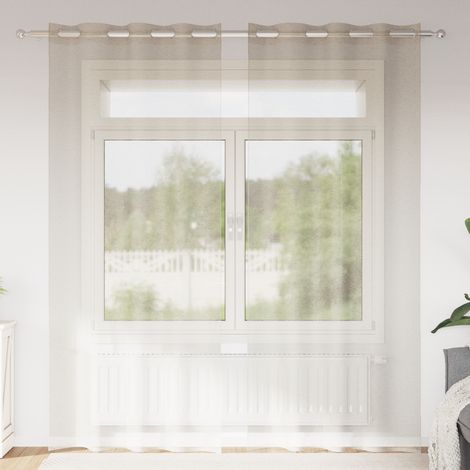 Maison Exclusive - Voile-Vorhang mit Vorhängen 2 pcs Sand 245 x 1 (1/5)
