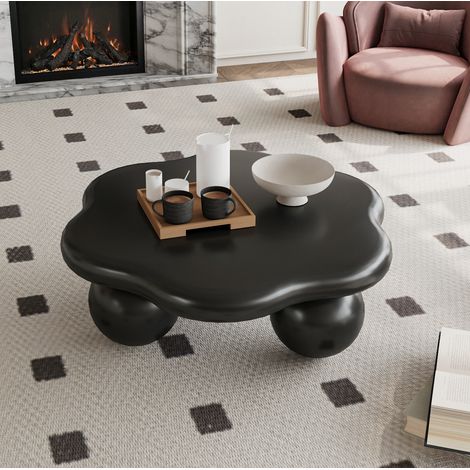 Tavolino da caffè nuvola nero MDF Ø80 cm OKMYHOME (1/5)