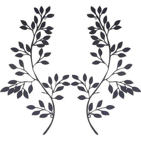Stück Wanddekoration aus Metall, Baumblatt- und Olivenblattmotiv, Wandbehänge aus schwarzem Eisen, Geschenkdekoration für drinnen und draußen, Schlafzimmer, Wohnzimmer