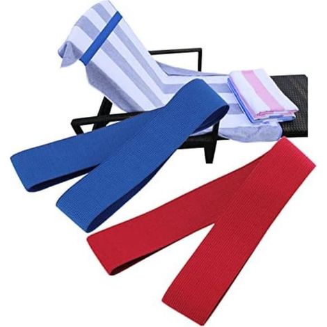 Lot de 3 sangles pour serviettes de plage, transats et chaises longues - sangles élastiques antidérapantes en polyester pour la plage, la piscine, les voyages et comme porte-serviettes portables (1/5)