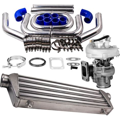 T3 T4 T04E Turbo Kit + 2.5" Universal Intercooler + 2.5" Aluminum Piping Kit new (1/5)