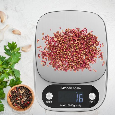 Mini balance électronique portable en acier inoxydable, accessoire de cuisine et de pâtisserie, couleur argent, 10 kg/1 g (1/5)