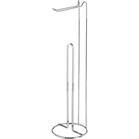 Porte-rouleau WC - JUANIO - Lot de 2 - Métal chromé - Capacité 3-4 rouleaux - 15x15x54 cm (1/3)