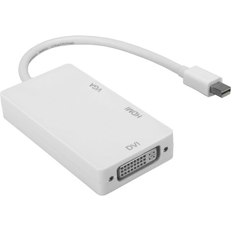 Adaptateur 3 en 1 Mini DP vers HDMI, VGA, DVI et DisplayPort : câble convertisseur, aucune alimentation externe requise