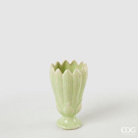 EDG Enzo De Gasperi Vaso Freaky Foglie Coppa H 17,5 Cm D 10,5 Cm Ceramica Waterproof Green