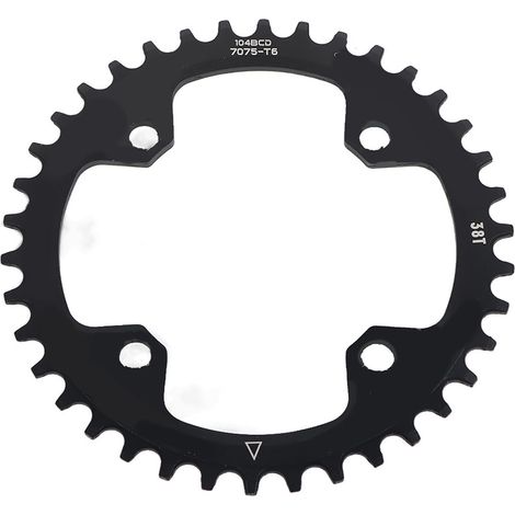 Disque de chaine 38T BCD 104 pour VTT en acier, pièce de réparation pour pédalier (Noir) (1/5)