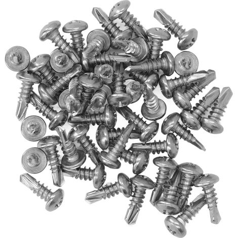 Vis M4.2x13mm Inox 410, Lot de 200, Tête ronde fraisée, Autoforeuse à visser, Acier inoxydable (1/5)