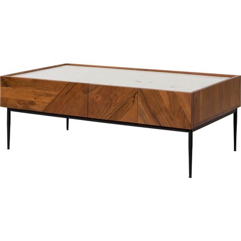 Couchtisch Akazie 110x60x38 natur / weiß lackiert KARLSTAD 01
