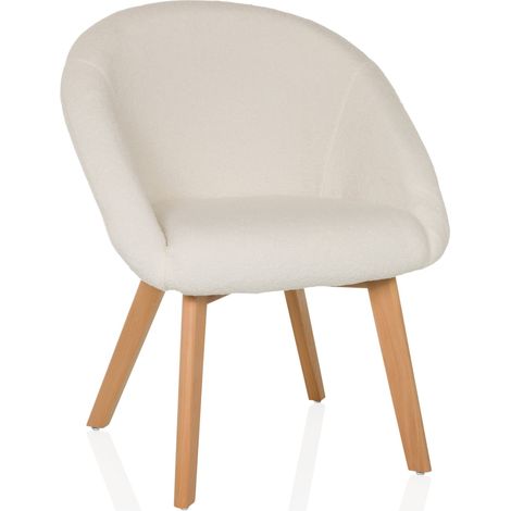 Besucherstuhl / Dining Stuhl SCANDI TED Stoff weiß hjh LIVING (1/5)